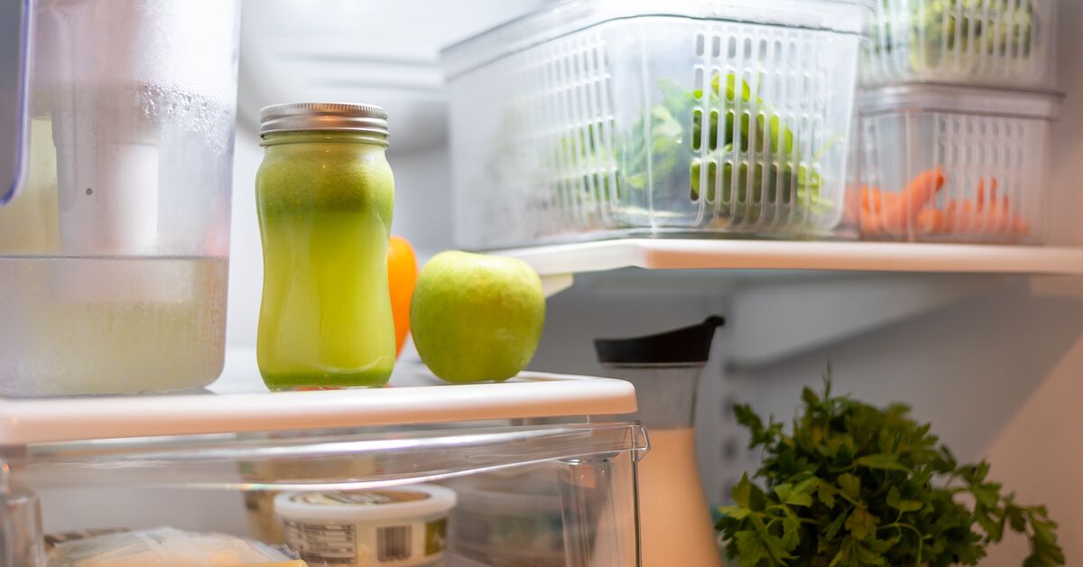 Clean organized fridge with arranged food