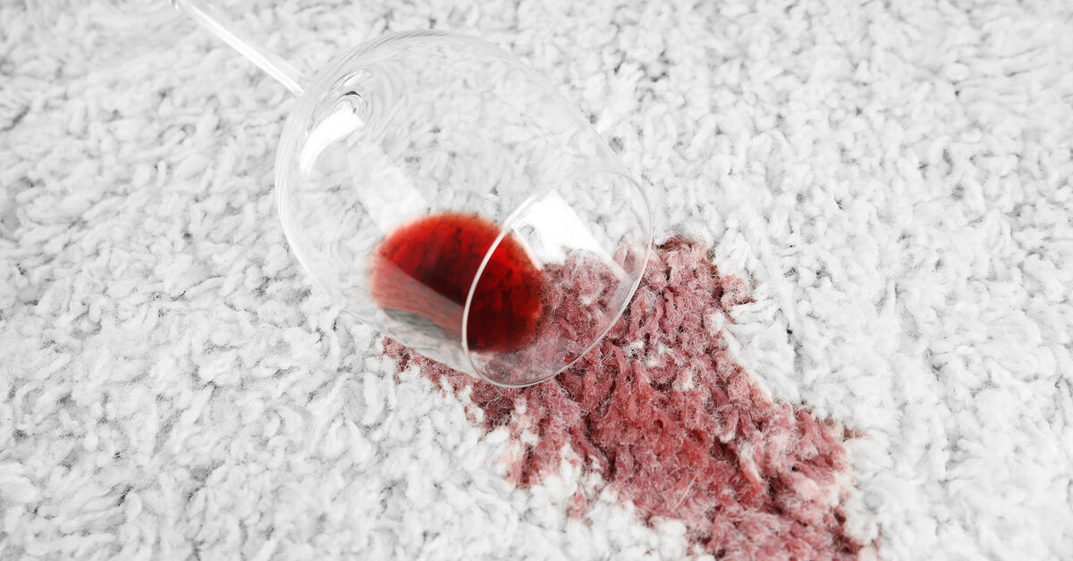 Red wine spill on carpet