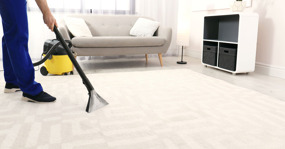 Professional cleaner machine in living room