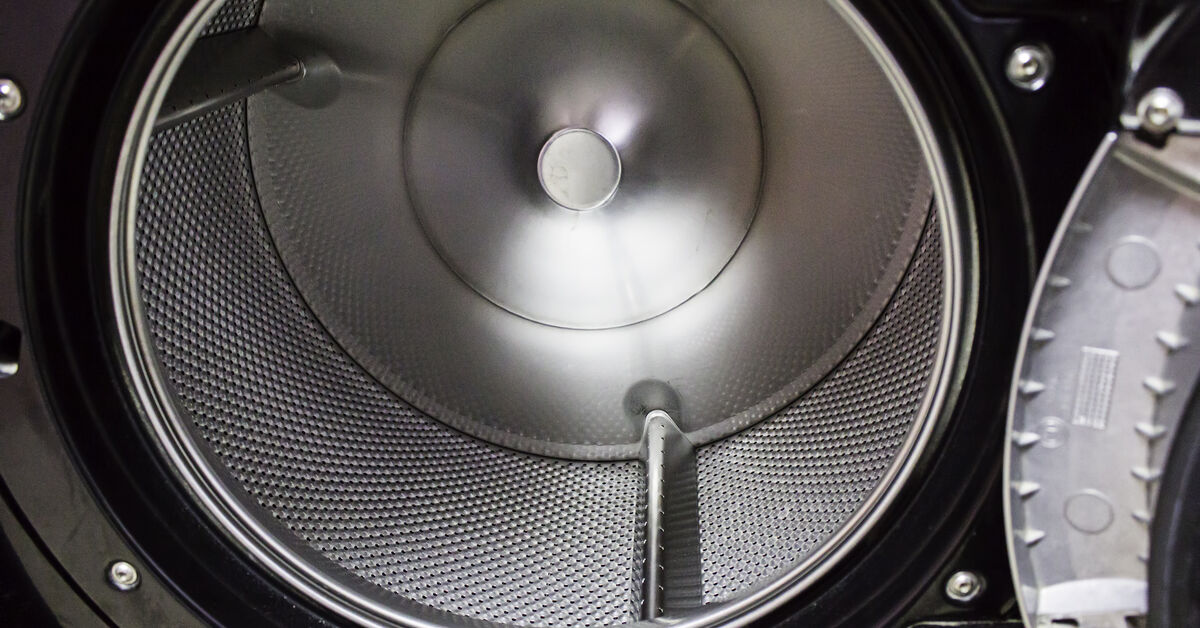 Open washing machine drum inspection